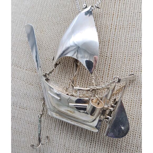 Unknown | Other | Antique 3d Sterling Silver Model Sailing Ship Boat ...